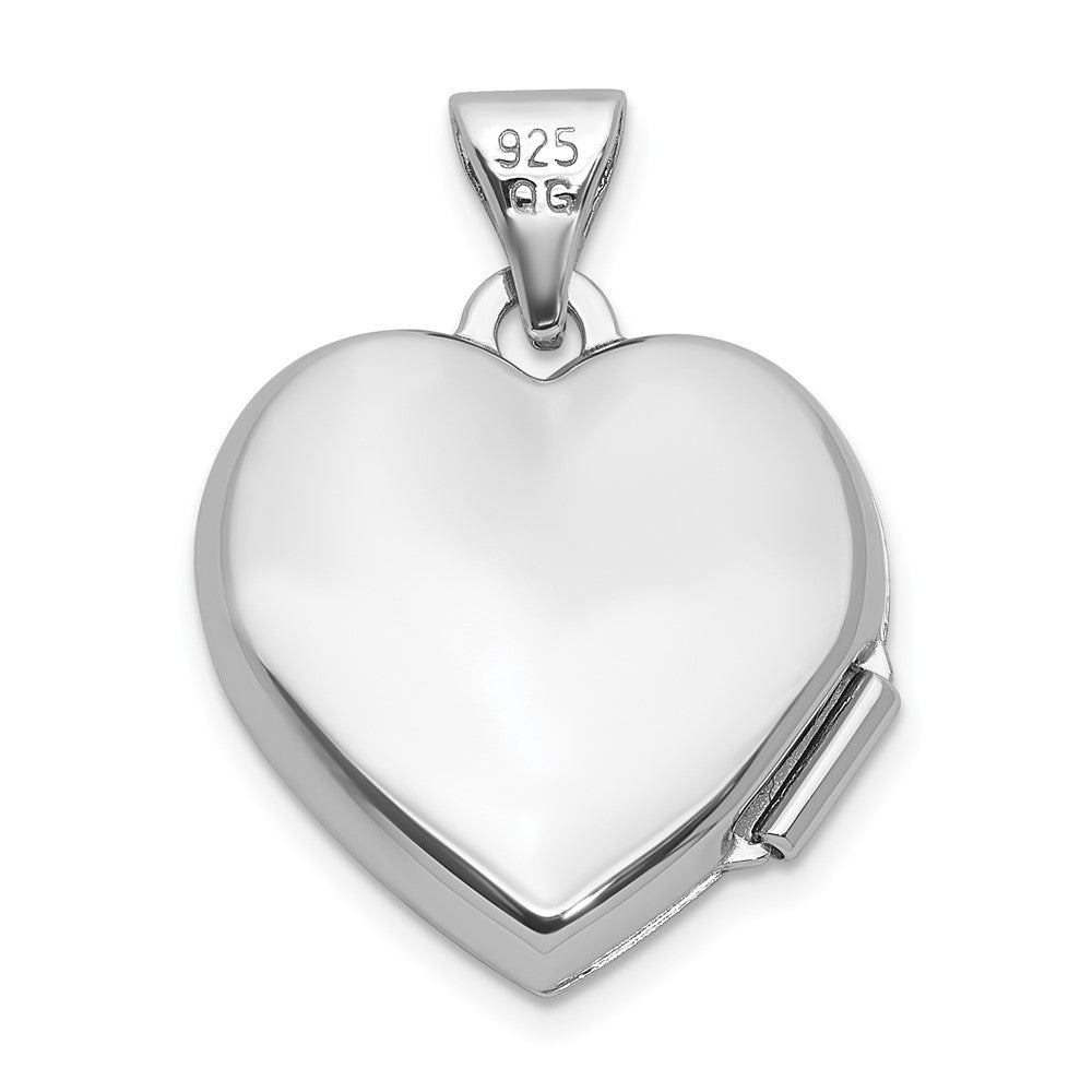Sterling Silver Rhodium-plated Half Point Diamond Infinity 15mm Heart Locket QLS1195