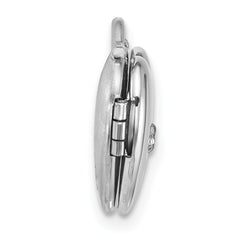 Sterling Silver Rhodium-plated Polished Front/Brushed Back 1/20 carat Diamond 12mm Heart Locket QLS1196