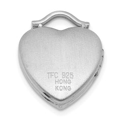 Sterling Silver Rhodium-plated Polished Front/Brushed Back 1/20 carat Diamond 12mm Heart Locket QLS1196