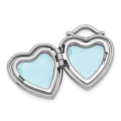 Sterling Silver Rhodium-plated Polished Front/Brushed Back 1/20 carat Diamond 12mm Heart Locket QLS1196