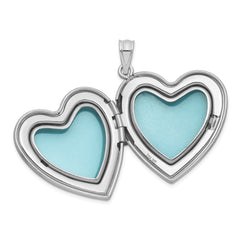 Sterling Silver Rhodium-plated Brushed And Polished 1/20 carat Diamond 24mm Heart Locket QLS1197