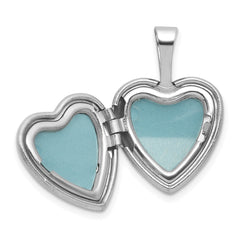 Sterling Silver Rhodium-plated Brushed And Polished 1/20 carat Diamond 12mm Heart Locket QLS1198