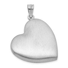 Sterling Silver Rhodium-plated Brushed 1/20 carat Diamond Pink and Green Enameled Rose LOVE YOU MOM 24mm Heart Locket QLS1199