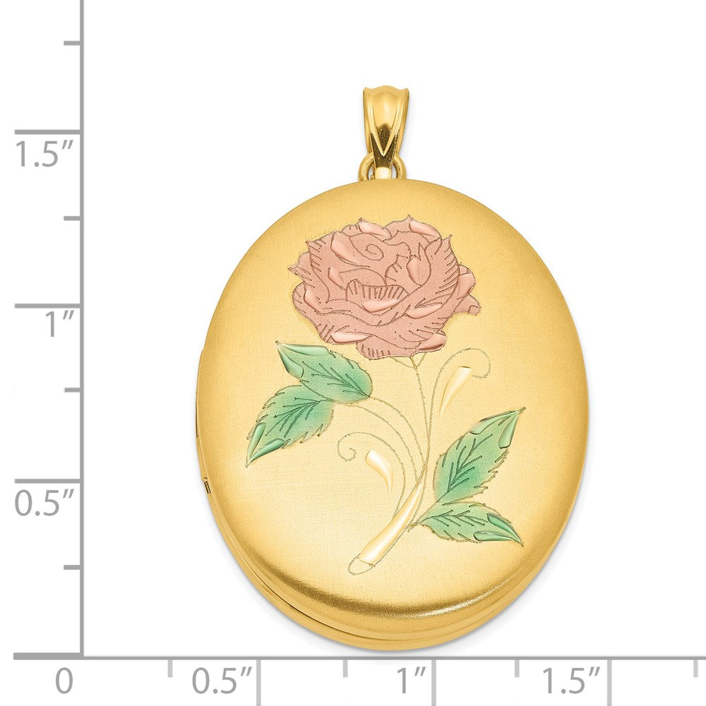 1/20 Gold Filled 34mm Enameled Flower Oval Locket QLS120