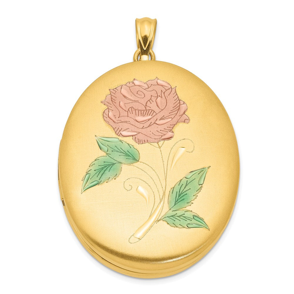 1/20 Gold Filled 34mm Enameled Flower Oval Locket QLS120