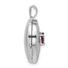 Sterling Silver Rhodium-plated Rhodolite Garnet June Birthstone 18mm Heart Locket QLS1200_JUN