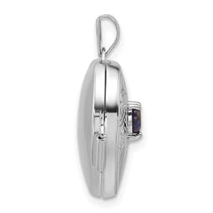 Sterling Silver Rhodium-plated Lab Created Sapphire September Birthstone 18mm Heart Locket QLS1200_SEP