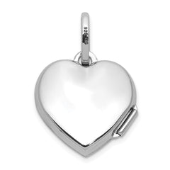 Sterling Silver Rhodium-plated Polished Reversible 15mm Heart Locket QLS1209