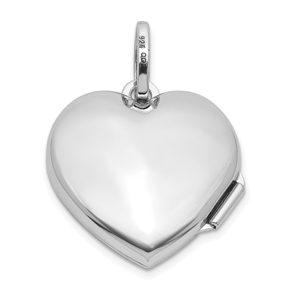 Sterling Silver Rhodium-plated Polished with Beaded Border 18mm Heart Locket QLS1210