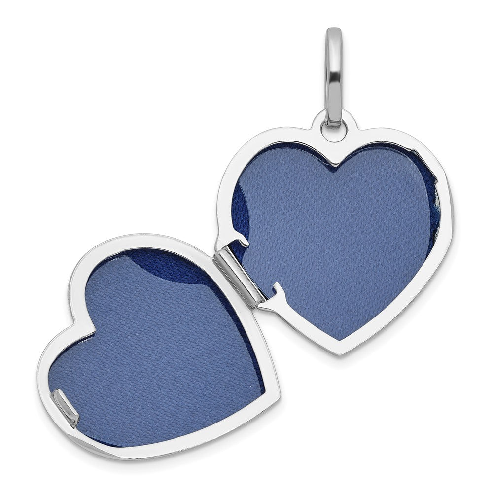 Sterling Silver Rhodium-plated Polished with Beaded Border 18mm Heart Locket QLS1210
