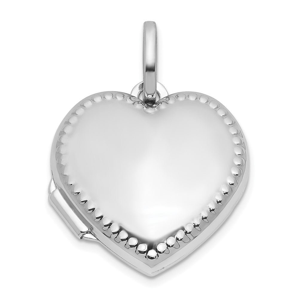 Sterling Silver Rhodium-plated Polished with Beaded Border 18mm Heart Locket QLS1210