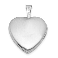 Sterling Silver Rhodium-plated Polished Front/Brushed Back 16mm Heart Locket QLS1211