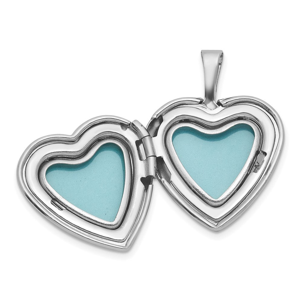 Sterling Silver Rhodium-plated Polished Front/Brushed Back 16mm Heart Locket QLS1211