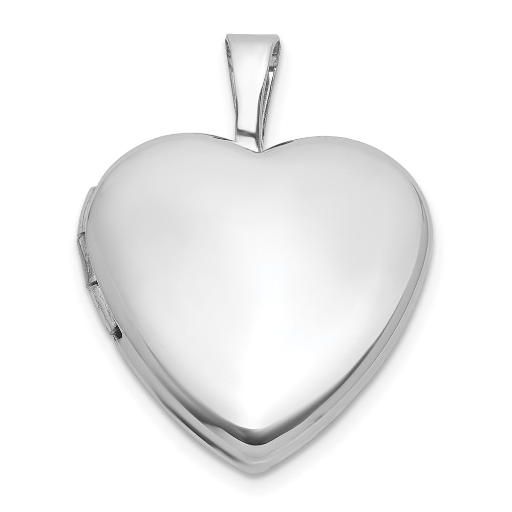 Sterling Silver Rhodium-plated Polished Front/Brushed Back 16mm Heart Locket QLS1211