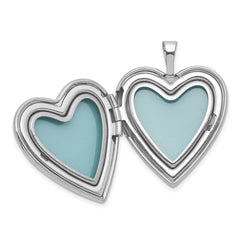Sterling Silver Rhodium-plated Polished Front/Brushed Back Starburst Pattern 20mm Heart Locket QLS1212