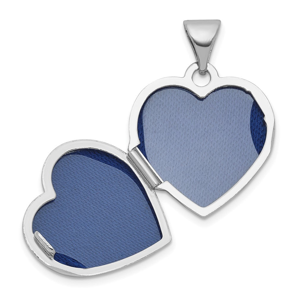 Sterling Silver Rhodium-plated MY LOVE MY LIFE MY FOREVER On Reverse 15mm Heart Locket QLS1214