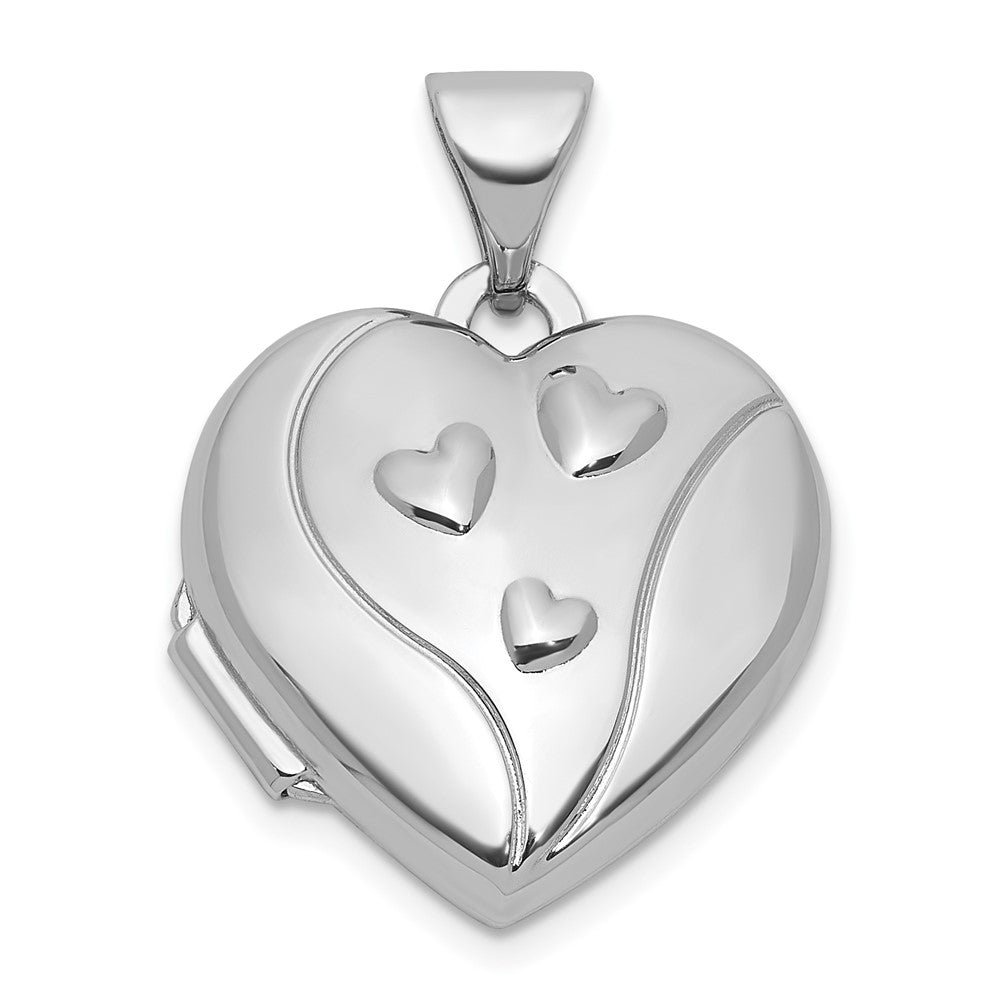 Sterling Silver Rhodium-plated MY LOVE MY LIFE MY FOREVER On Reverse 15mm Heart Locket QLS1214