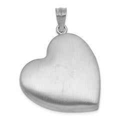 Sterling Silver Rhodium-plated Brushed Diamond-cut Butterflies 24mm Heart Locket QLS1215