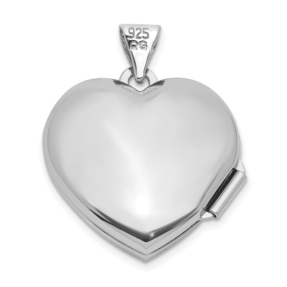 Sterling Silver Rhodium-plated Lab Created Ruby 18mm Starburst Heart Locket QLS1216