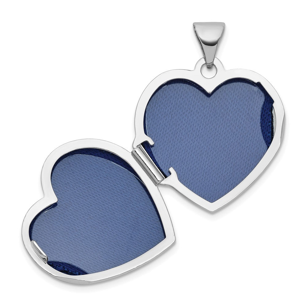 Sterling Silver Rhodium-plated Lab Created Ruby 18mm Starburst Heart Locket QLS1216