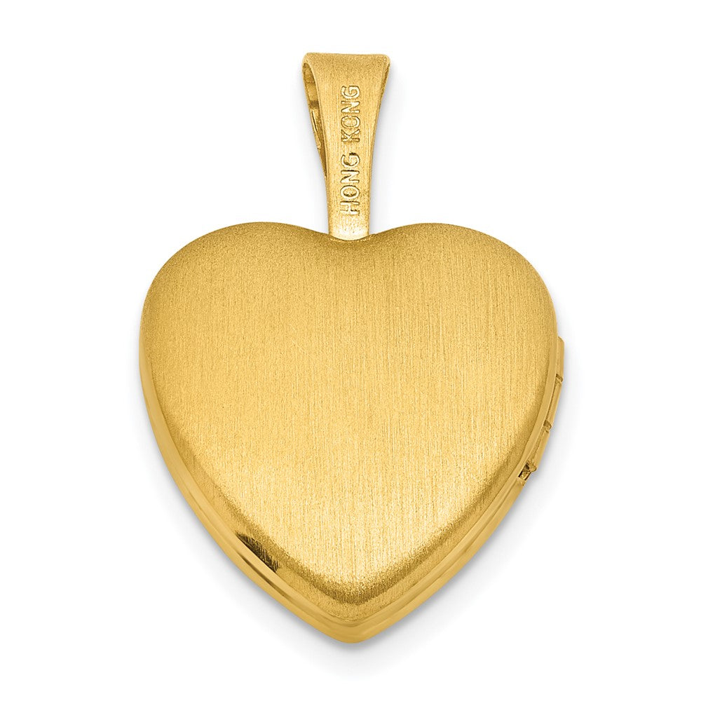 Sterling Silver Gold-plated Polished Front/Brushed Back Foot Prints with Hearts 12mm Heart Locket QLS1218