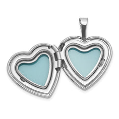 Sterling Silver Rhodium-plated Polished Front/Brushed Back Foot Prints with Star 16mm Heart Locket QLS1219