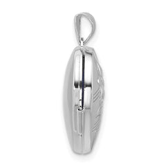 Sterling Silver Rhodium-plated Polished Flowers 18mm Heart Locket QLS1221