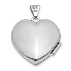 Sterling Silver Rhodium-plated Polished Flowers 18mm Heart Locket QLS1221