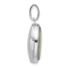 Sterling Silver Rhodium-plated Mother of Pearl 16.5mm Oval Locket QLS1223