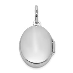 Sterling Silver Rhodium-plated Mother of Pearl 16.5mm Oval Locket QLS1223