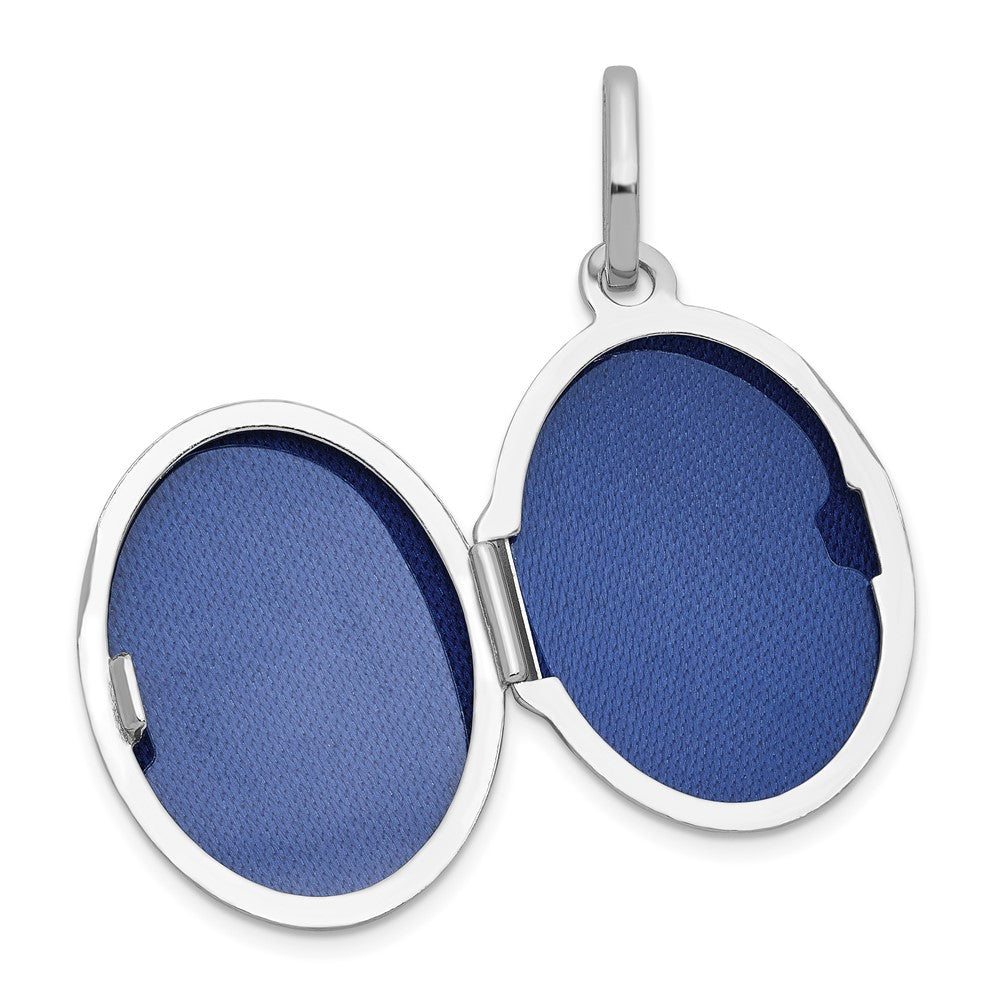 Sterling Silver Rhodium-plated Mother of Pearl 16.5mm Oval Locket QLS1223