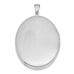 Sterling Silver Rhodium-plated Polished Front/Brushed Back 1/20 carat Diamond Hearts Swirl Design 26mm Oval Locket QLS1224