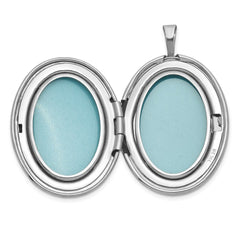 Sterling Silver Rhodium-plated Polished Front/Brushed Back 1/20 carat Diamond Hearts Swirl Design 26mm Oval Locket QLS1224