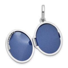 Sterling Silver Rhodium-plated Polished with Beaded Border 17mm Oval Locket QLS1226
