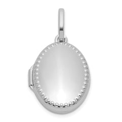 Sterling Silver Rhodium-plated Polished with Beaded Border 17mm Oval Locket QLS1226