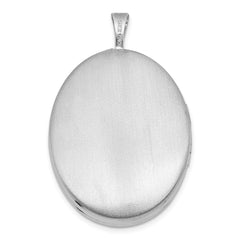 Sterling Silver Rhodium-plated Polished Front/Brushed Back Diamond-cut Floral Design 20mm Oval Locket QLS1227