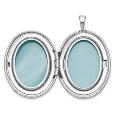 Sterling Silver Rhodium-plated Polished Front/Brushed Back Diamond-cut Floral Design 20mm Oval Locket QLS1227