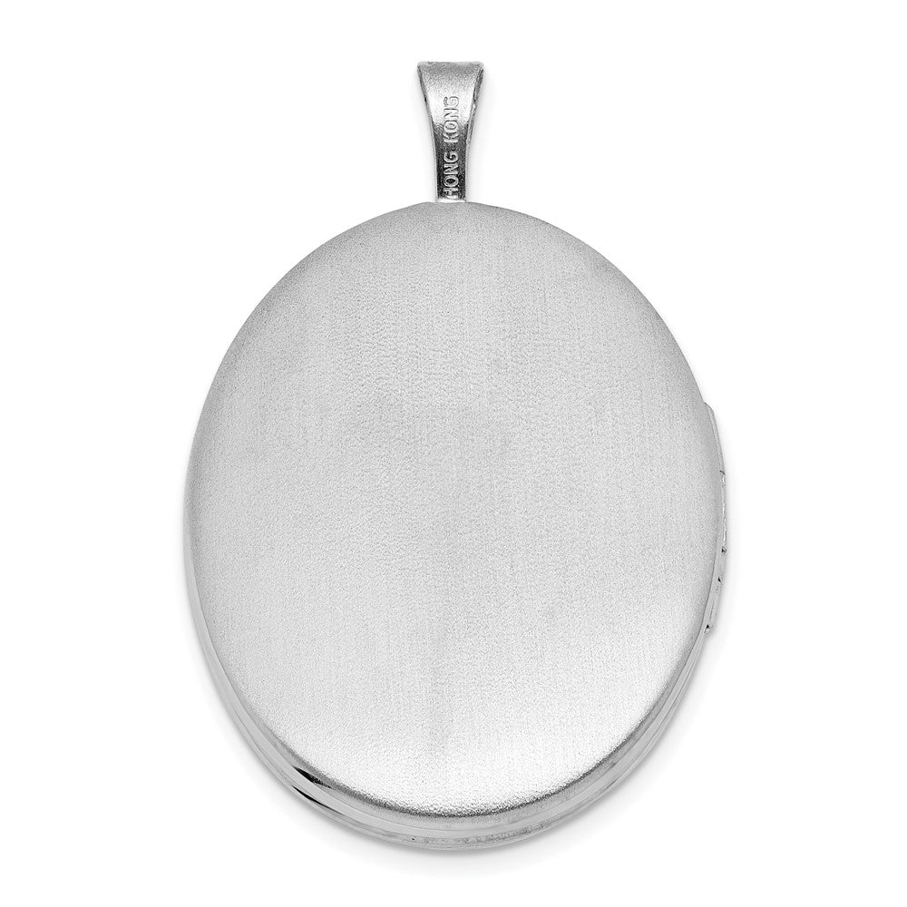 Sterling Silver Rhodium-plated Polished Front/Brushed Back ALWAYS ON MY MIND FOREVER IN MY HEART 20mm Oval Locket QLS1228