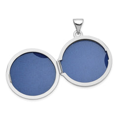 Sterling Silver Rhodium-plated Half Point Diamond Cross 20mm Scrolled Round Locket QLS1242