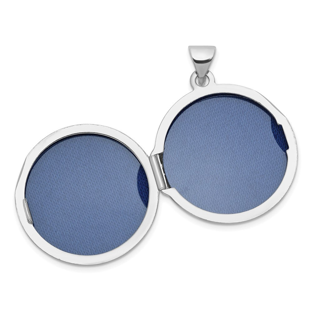 Sterling Silver Rhodium-plated OUR CIRCLE OF LOVE GOES AROUND AND NEVER ENDS Reversible 20mm Round Locket QLS1243
