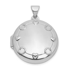 Sterling Silver Rhodium-plated OUR CIRCLE OF LOVE GOES AROUND AND NEVER ENDS Reversible 20mm Round Locket QLS1243