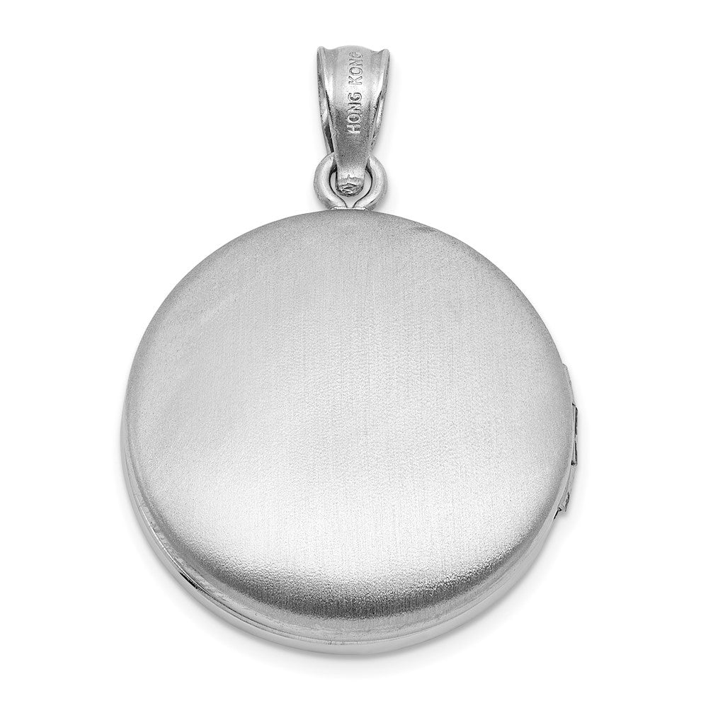 Sterling Silver Rhodium-plated Polished Front/Brushed Back Multi-Heart 20mm Round Locket QLS1244