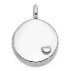 Sterling Silver Rhodium-plated Polished Heart On 10mm Round Locket QLS1246