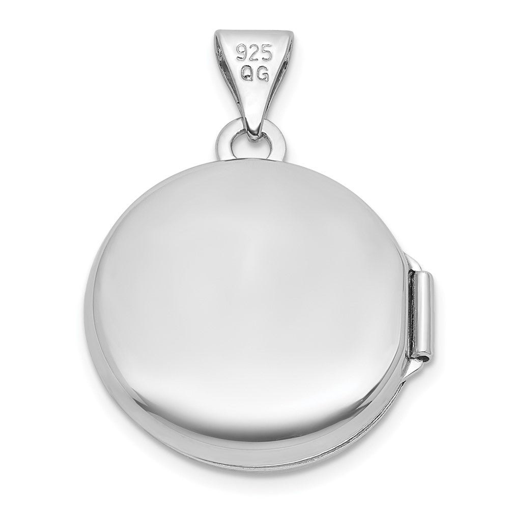 Sterling Silver Rhodium-plated Polished 16mm Celtic Knot Design Round Locket QLS1247