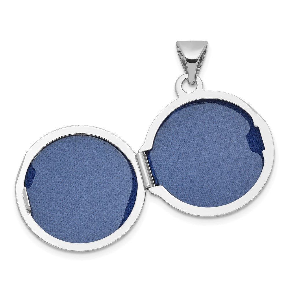 Sterling Silver Rhodium-plated Saint Christopher Protect Us 16mm Round Locket QLS1249