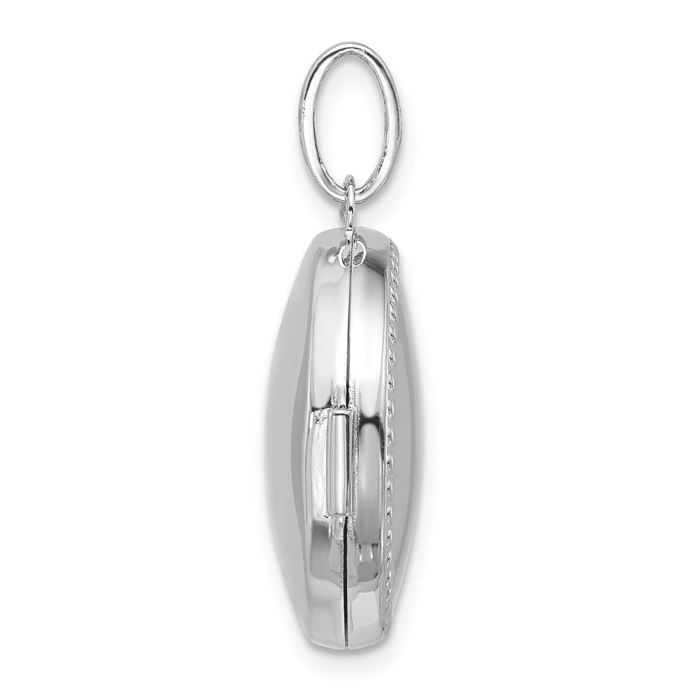 Sterling Silver Rhodium-plated Polished with Beaded Border 20mm Round Locket QLS1250