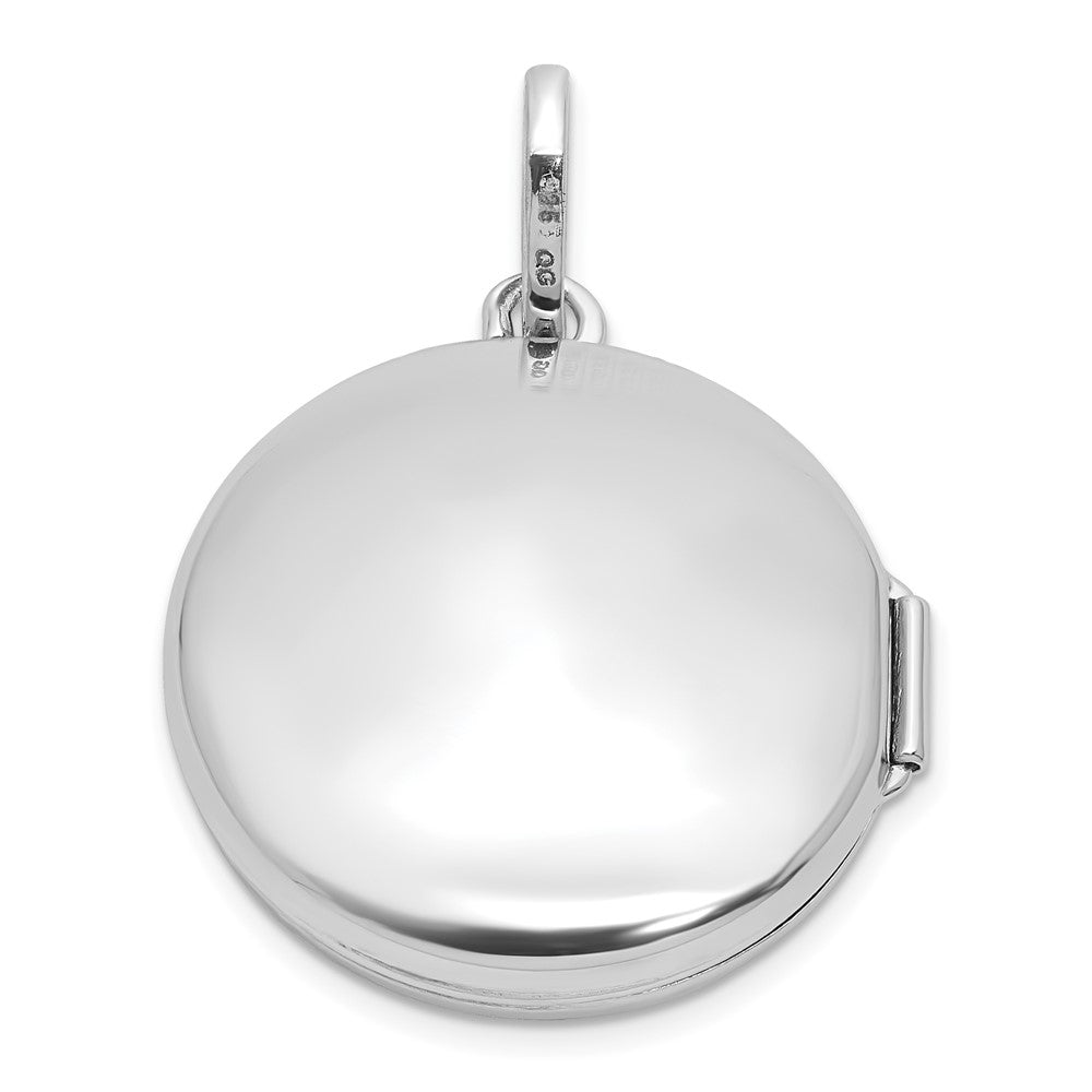 Sterling Silver Rhodium-plated Polished with Beaded Border 20mm Round Locket QLS1250