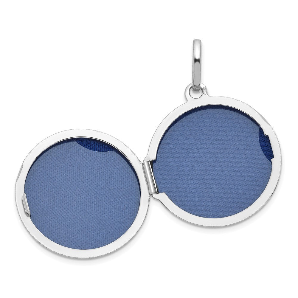 Sterling Silver Rhodium-plated Polished with Beaded Border 20mm Round Locket QLS1250