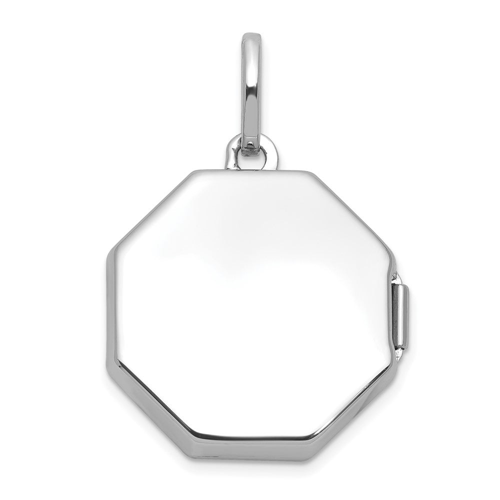 Sterling Silver Rhodium-plated Polished with Beaded Border 18mm Octagon Shaped Locket QLS1251