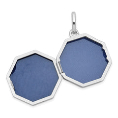 Sterling Silver Rhodium-plated Polished with Beaded Border 18mm Octagon Shaped Locket QLS1251